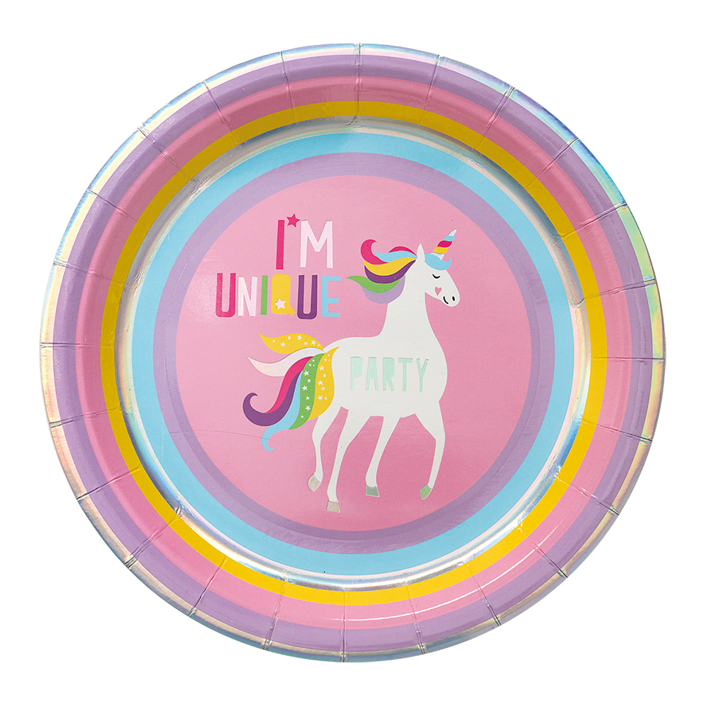 Papperstallrikar Unicorn 23cm 8st