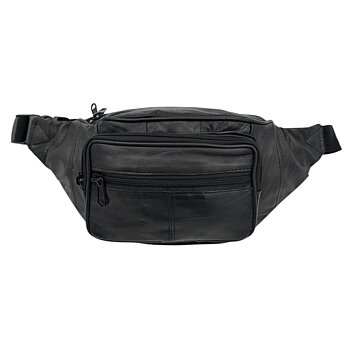 Rymlig midjeväska skinn, svart