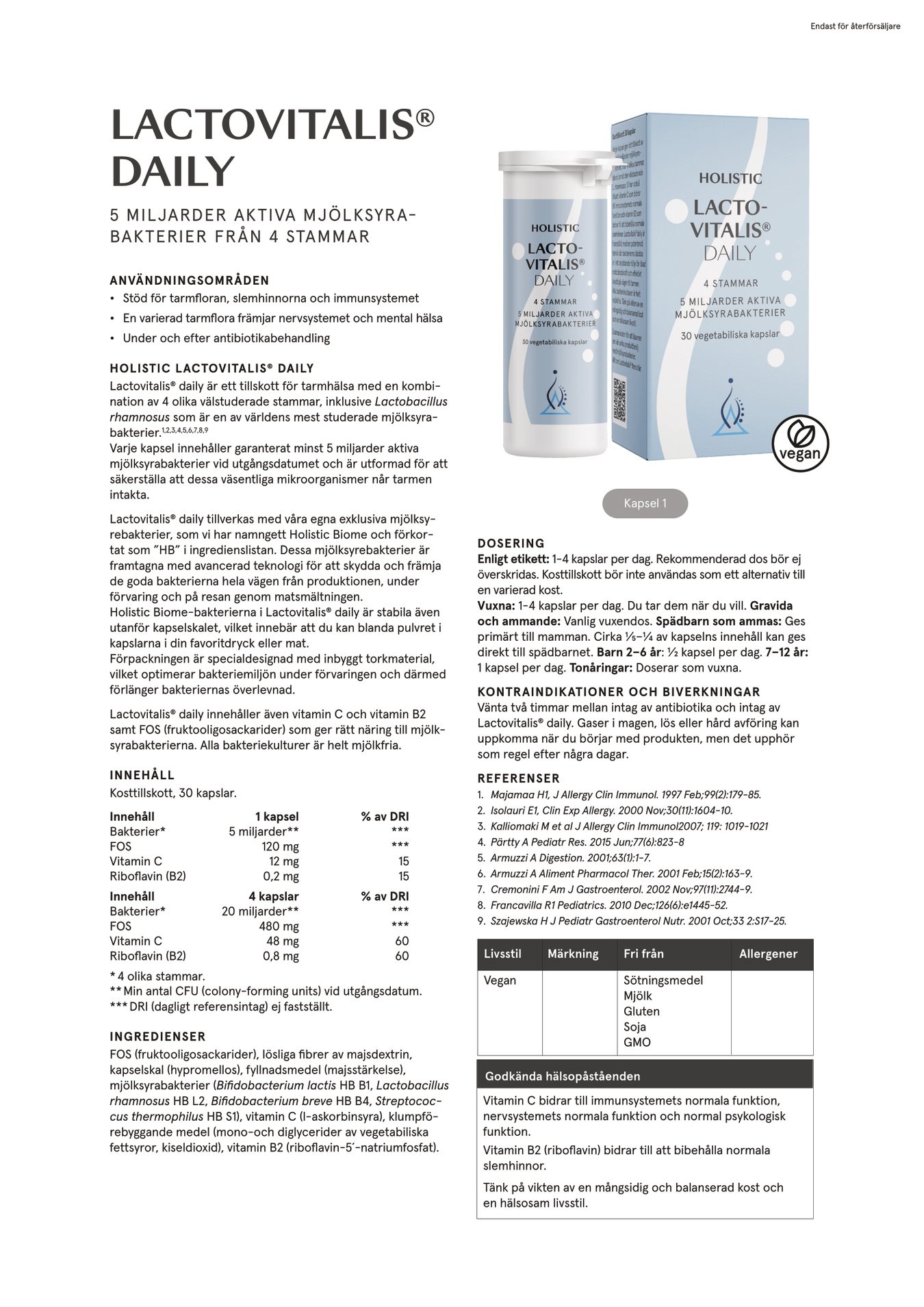 Lactovitalis® daily, 30 kapslar, Holistic - 3