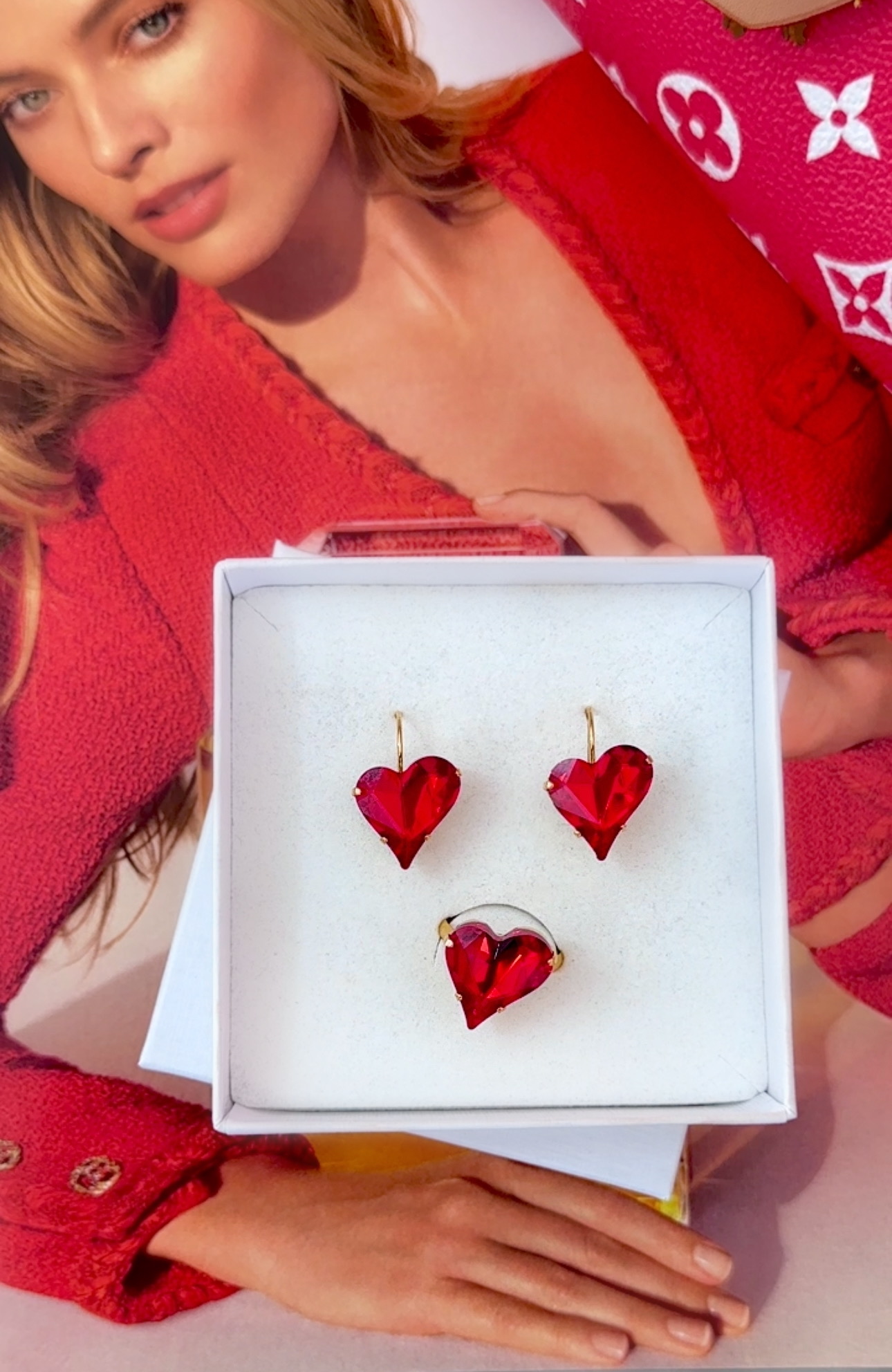 Earring Sweet Heart Red Gold - 2