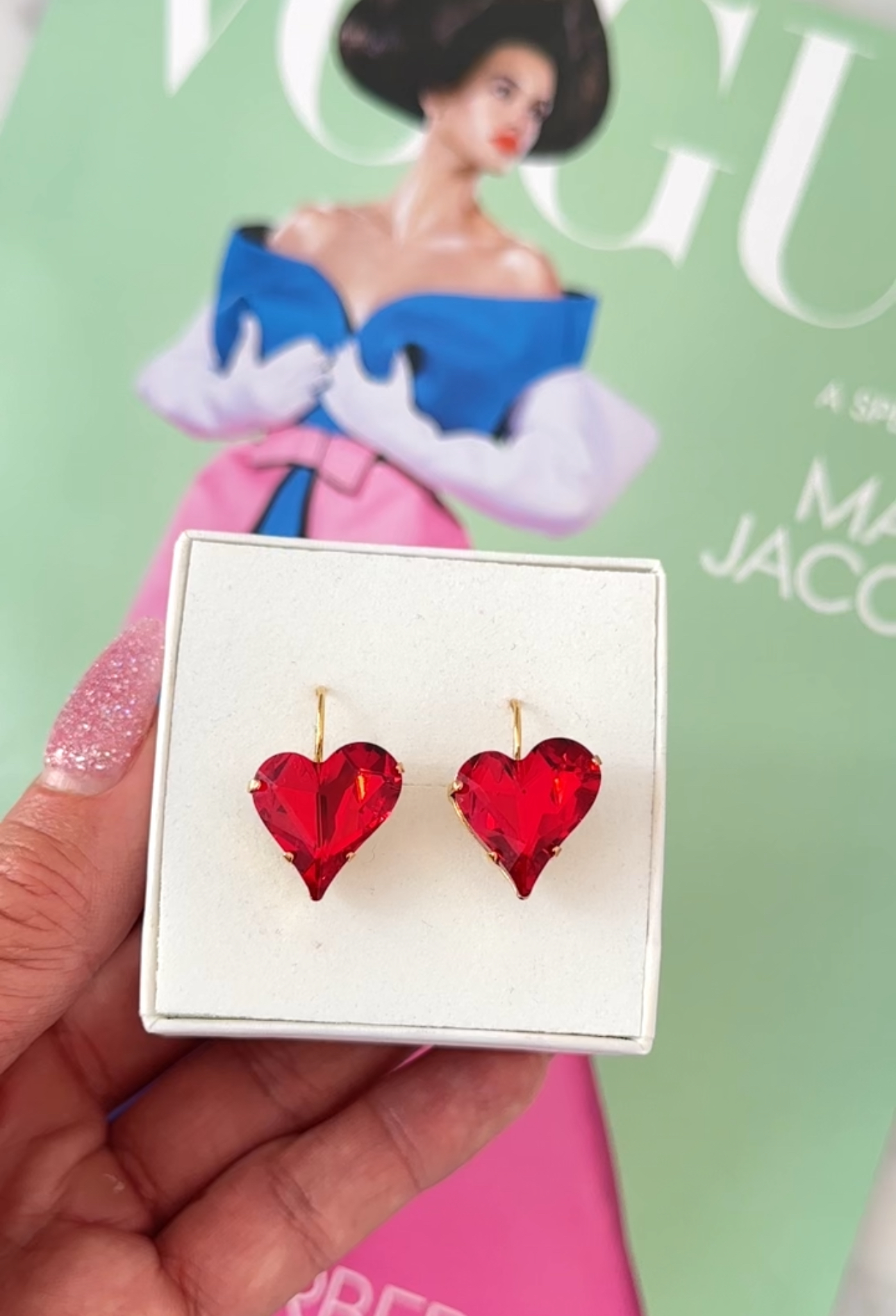 Earring Sweet Heart Red Gold