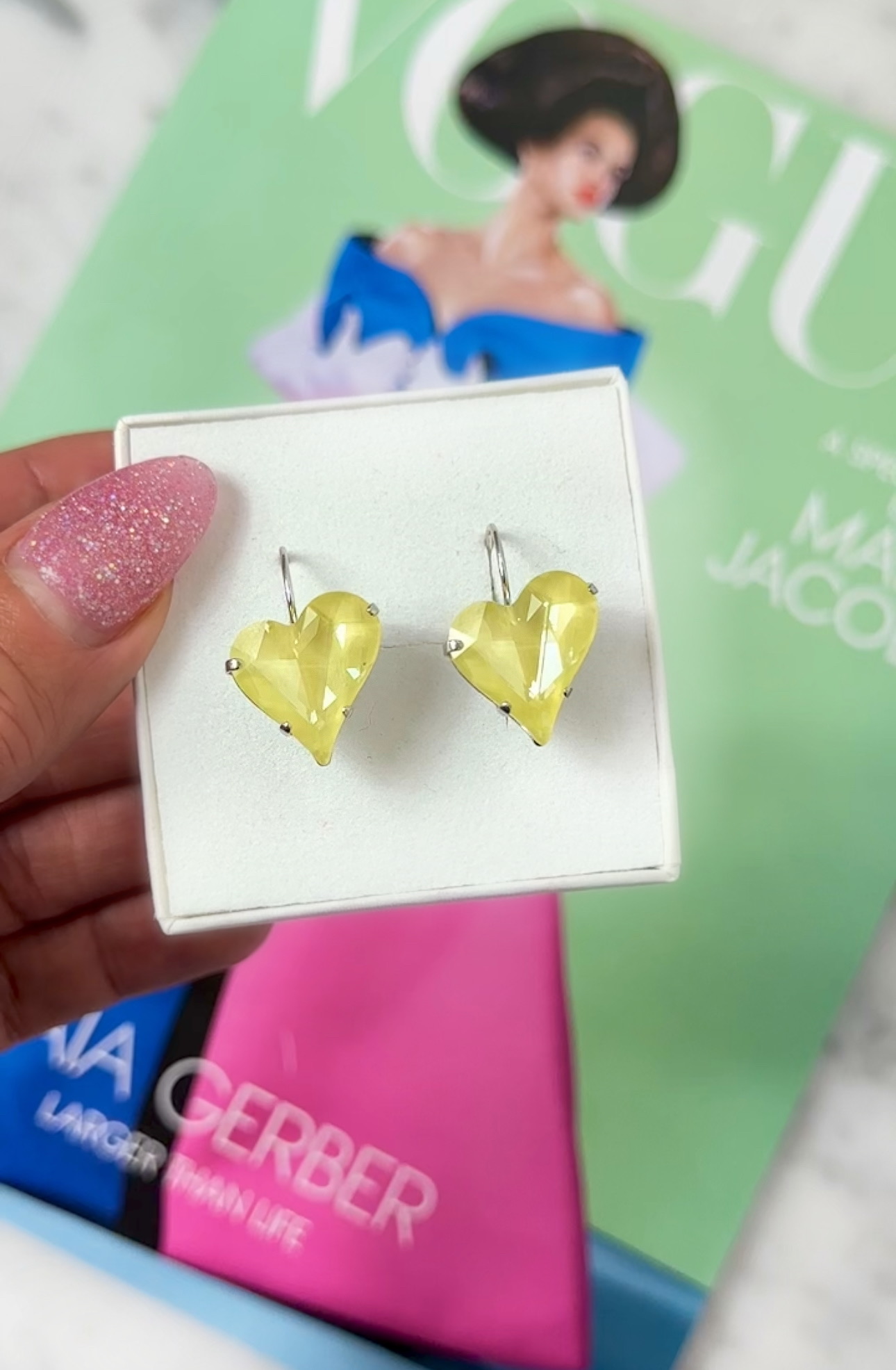 Earring Sweet Heart Soft Yellow Silver