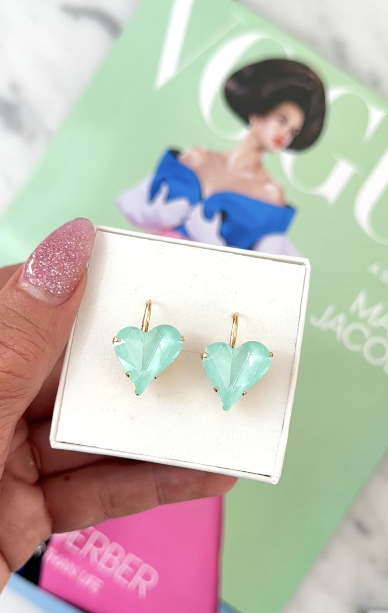 Earring Sweet Heart Soft Mint Gold