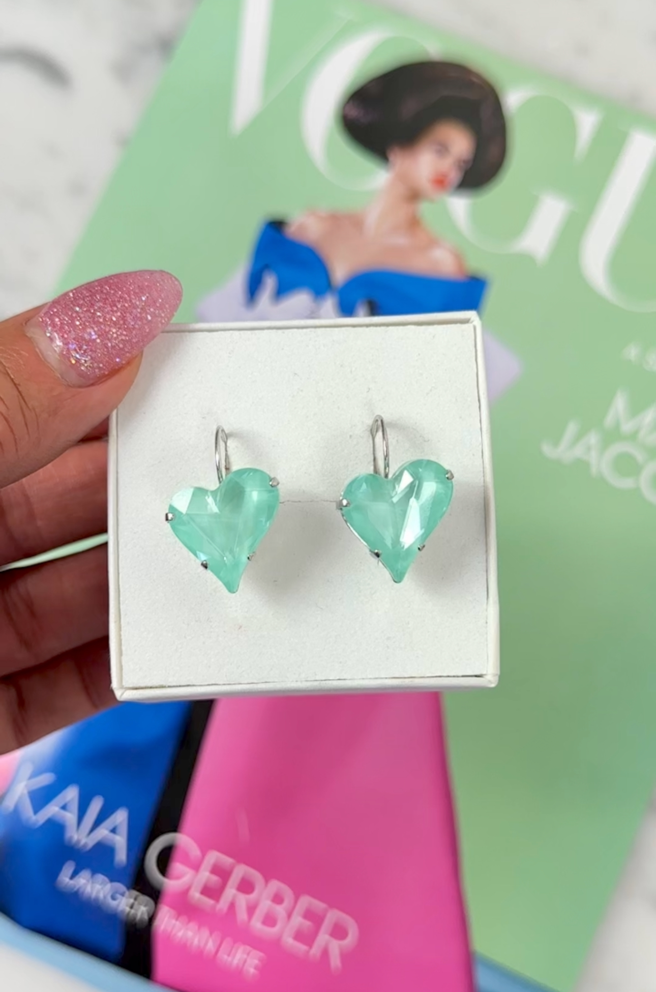 Earring Sweet Heart Soft Mint Silver