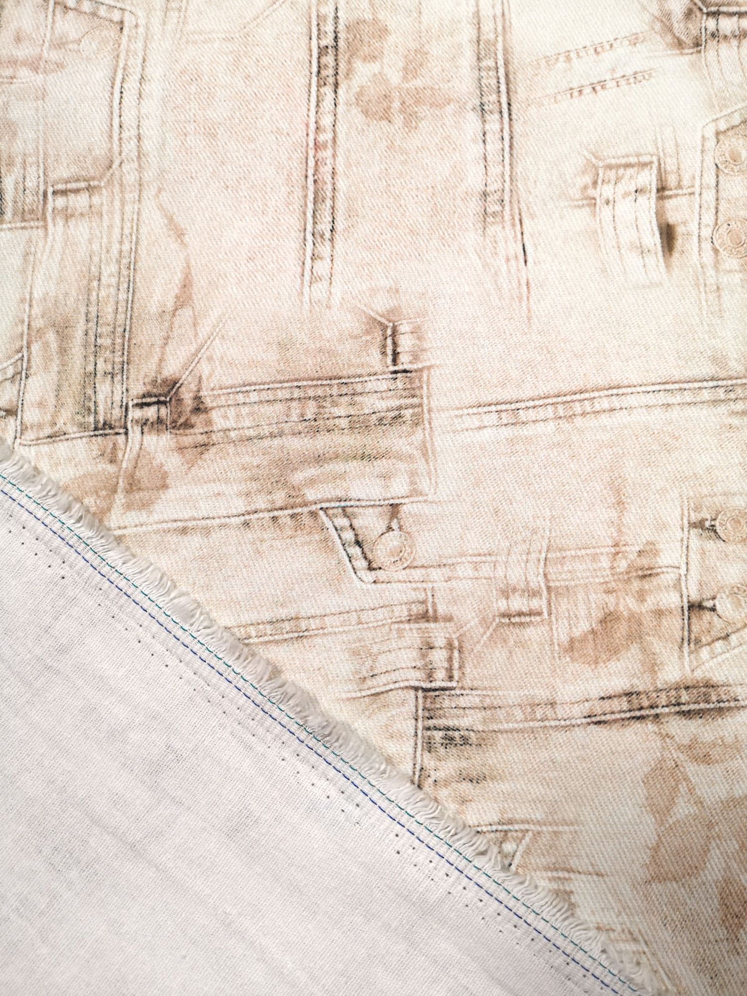 Bomullstyg - Denim jeans look - 2
