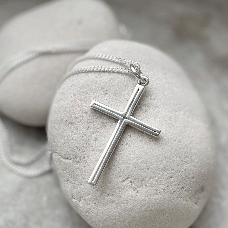 Halssmycke - Kors med pansarkedja i sterling silver HF38738