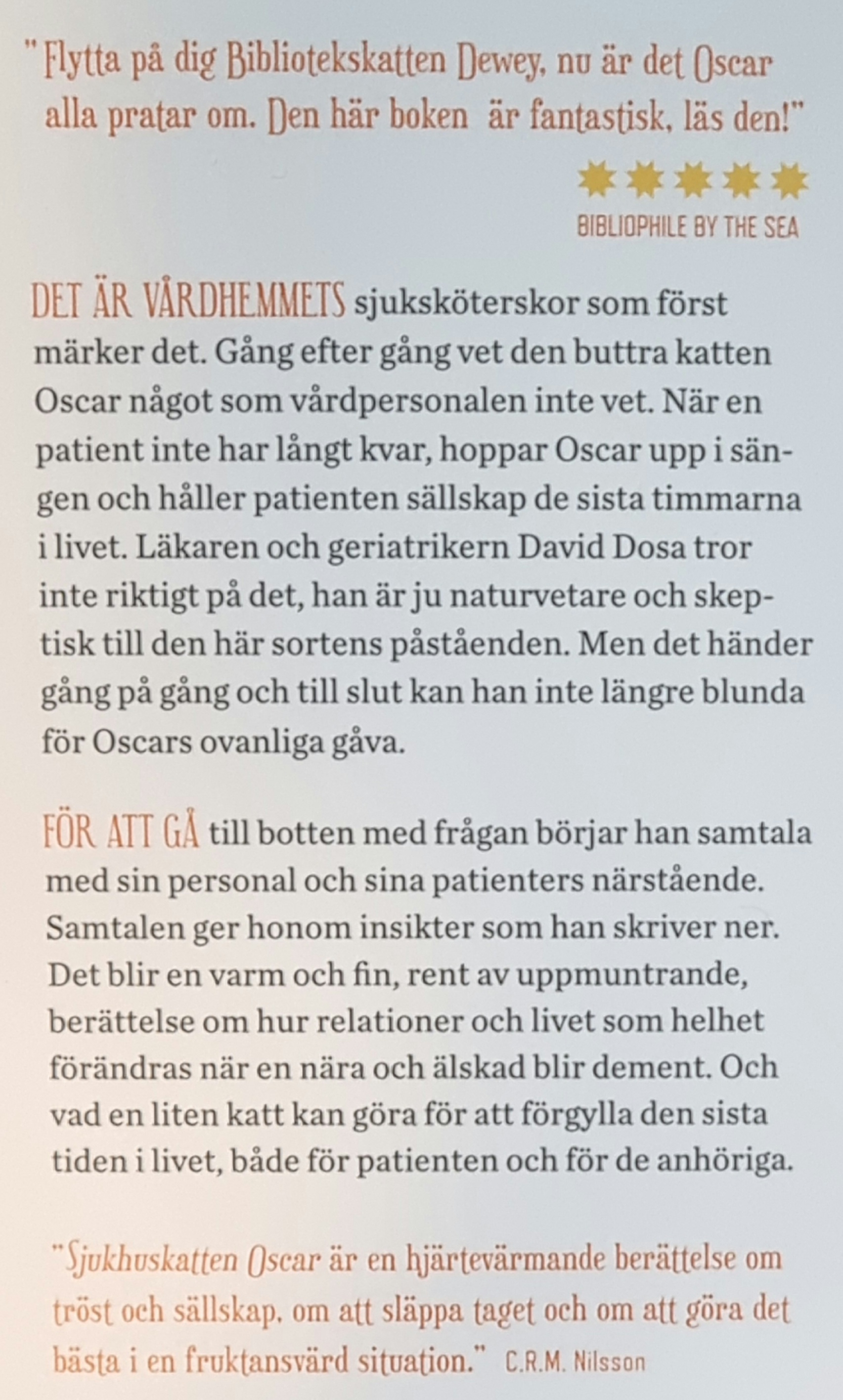Bok  "Sjukhuskatten Oscar" - 2