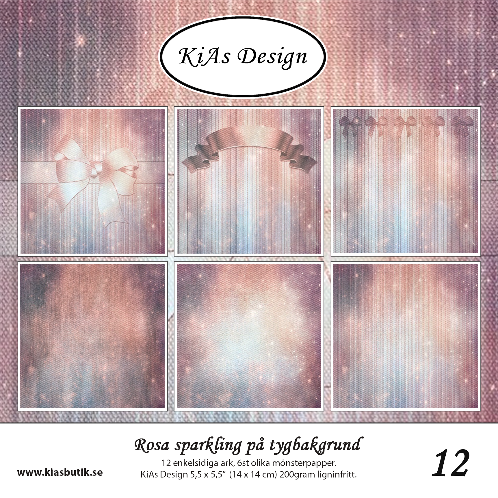 PP KD -Rosa sparkling på tygbakgrund 