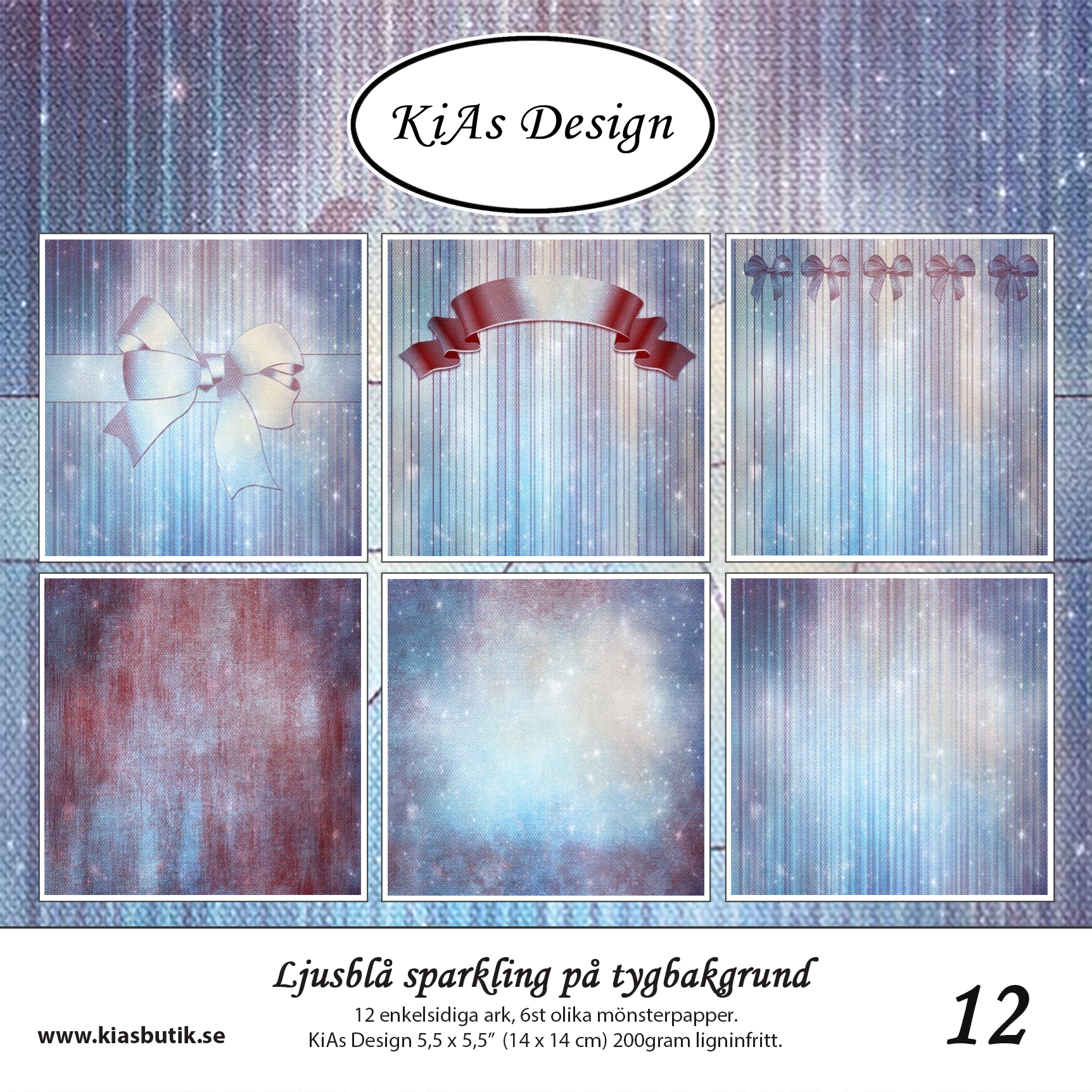 PP KD -Ljusblå sparkling på tygbakgrund 