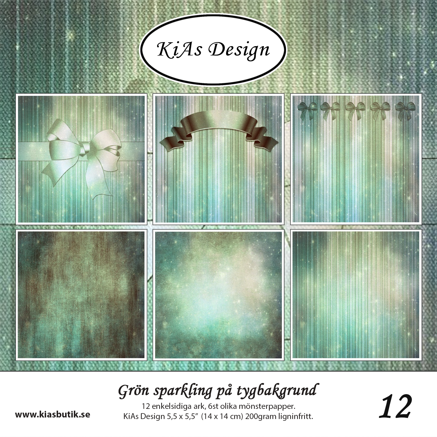 PP KD -Grön sparkling på tygbakgrund 