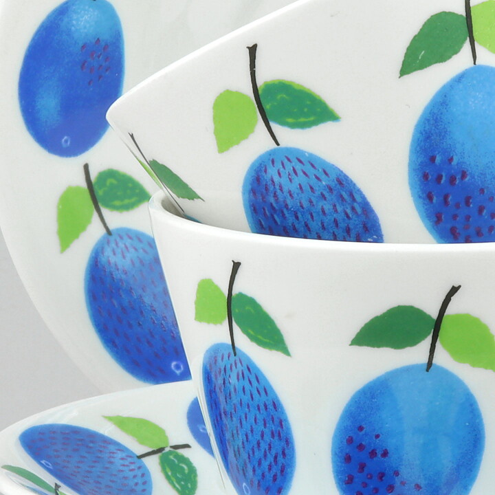 Stig Lindberg (Prunus 1962) Two Coffee Cups with Plum Decor 9 cm