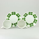 Stig Lindberg (Berså 1961) Two Teacups with Green Leaf Decor 11,5 cm (4)