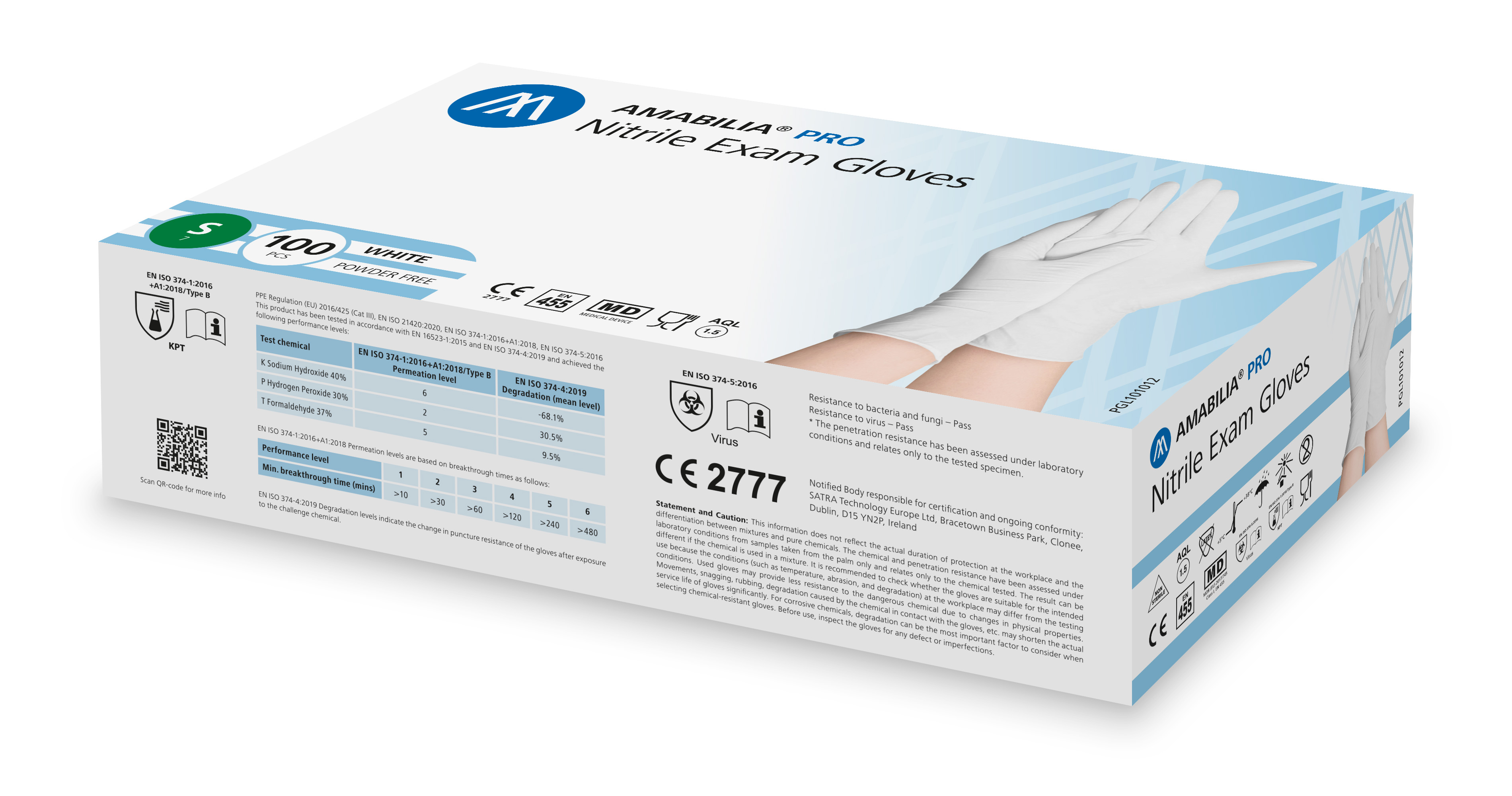 Examination glove nitrile S White 100 pcs - 2