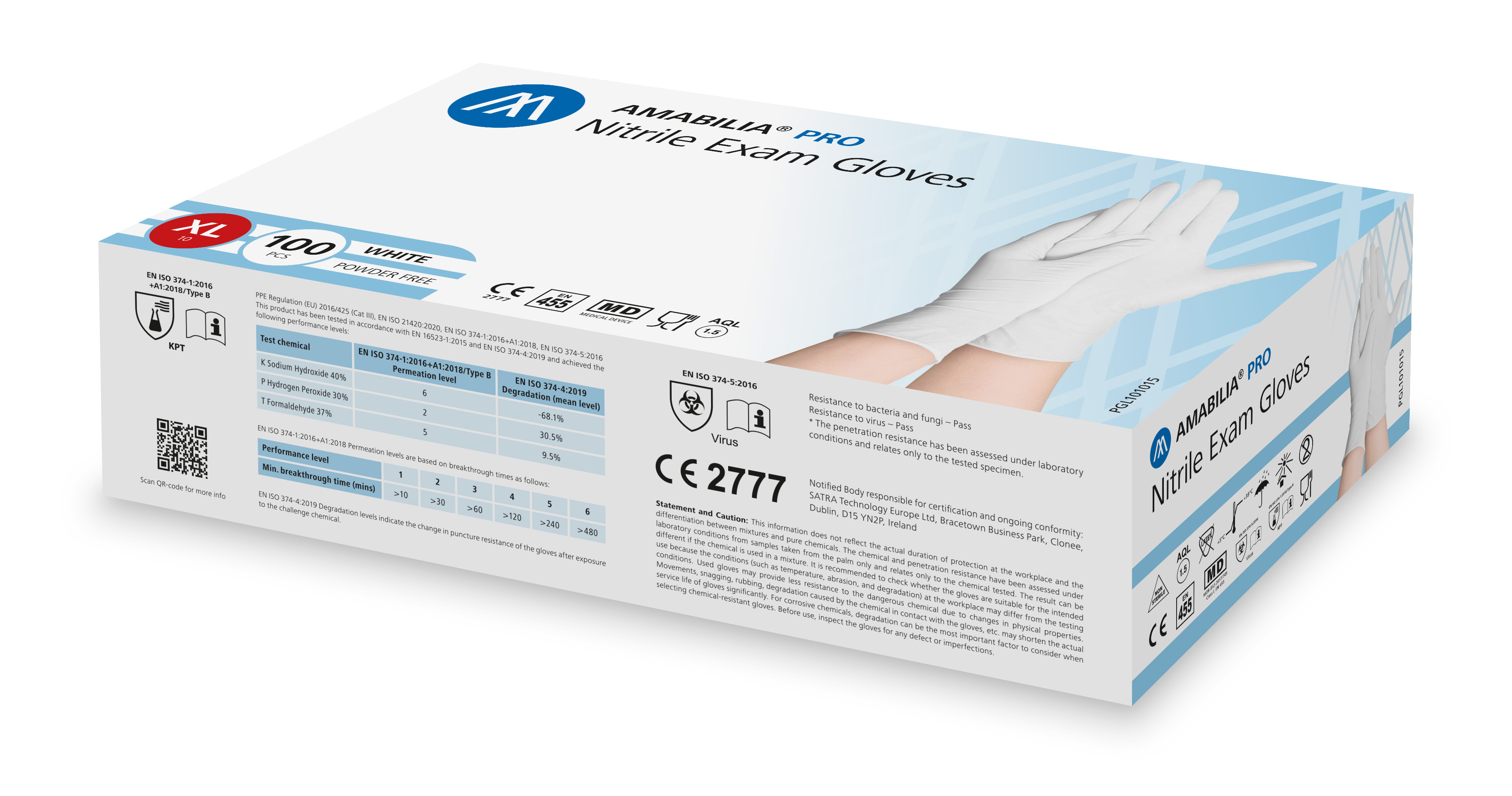 Examination glove nitrile XL White 100 pcs - 2