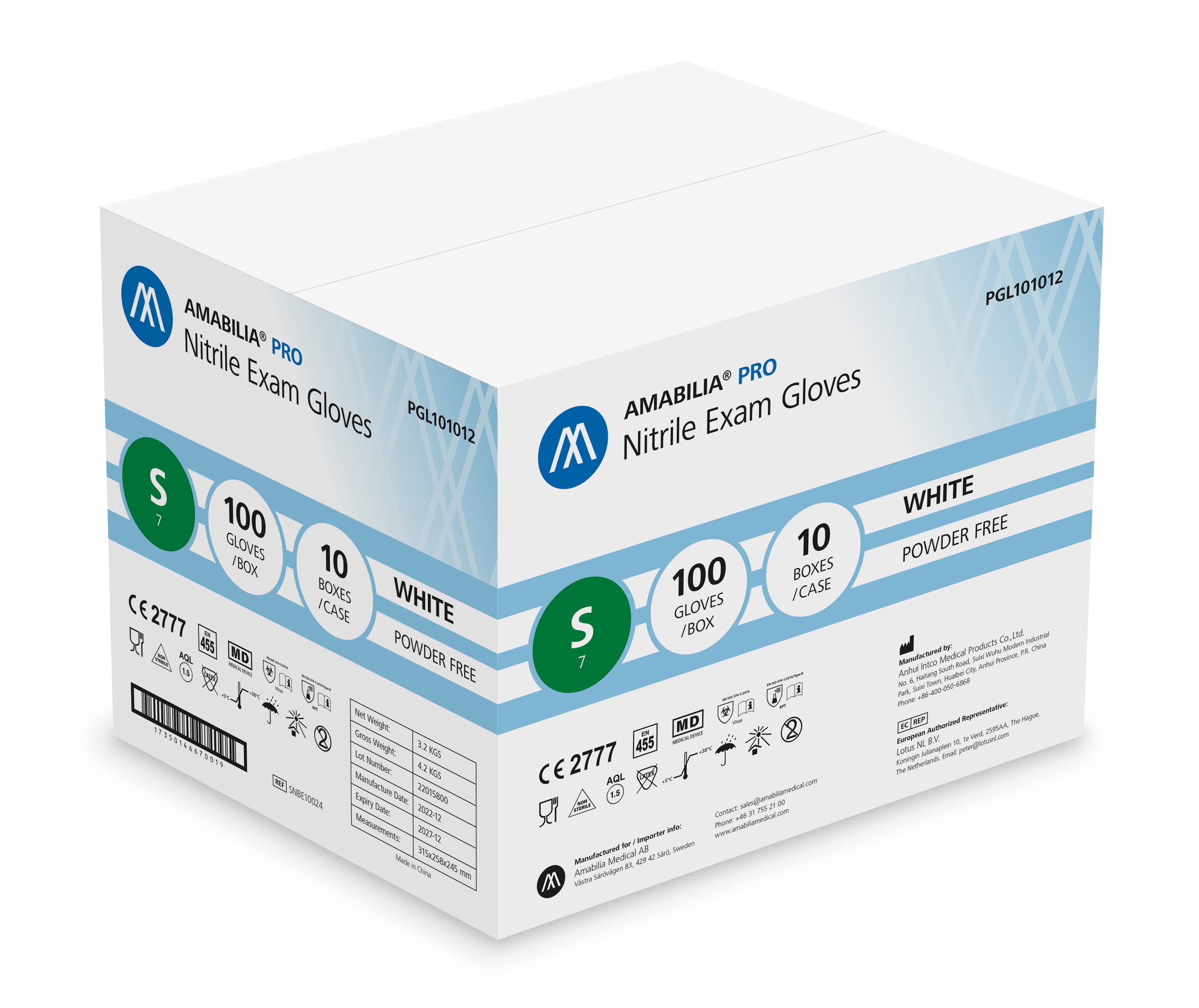 Examination glove nitrile S White 10  x 100 pcs