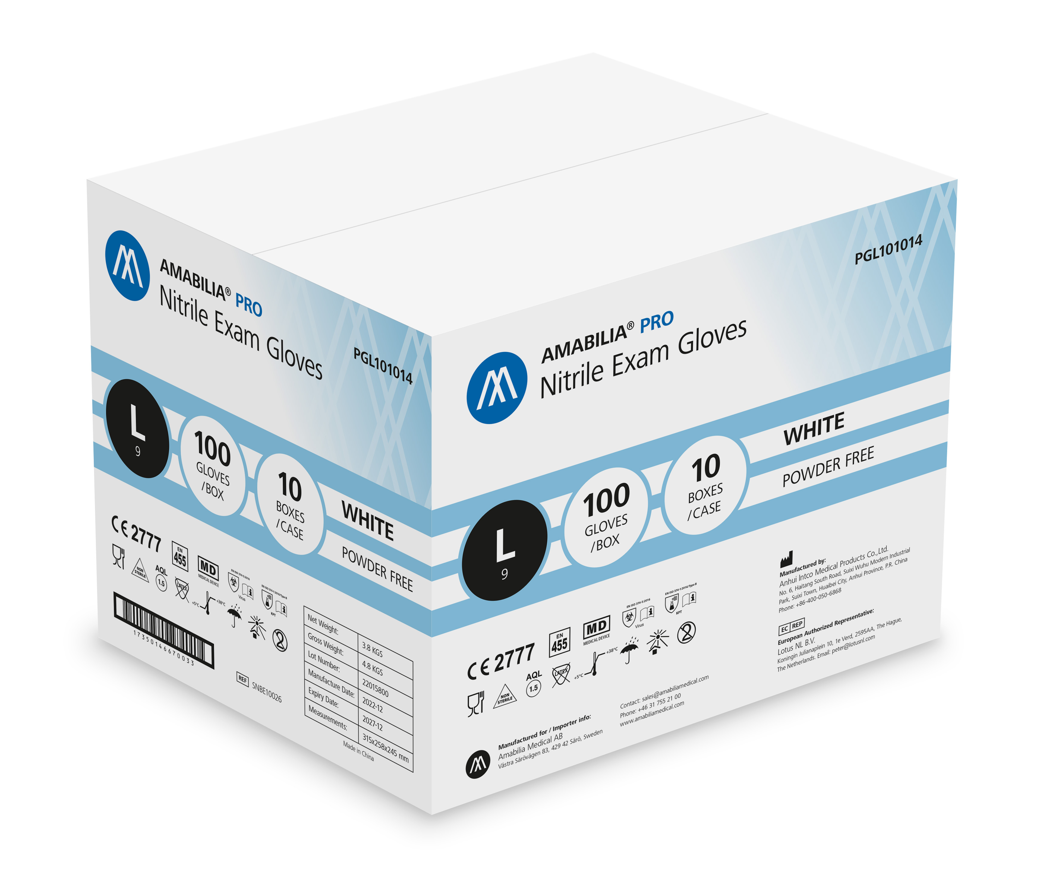 Examination glove nitrile L White 10  x 100 pcs