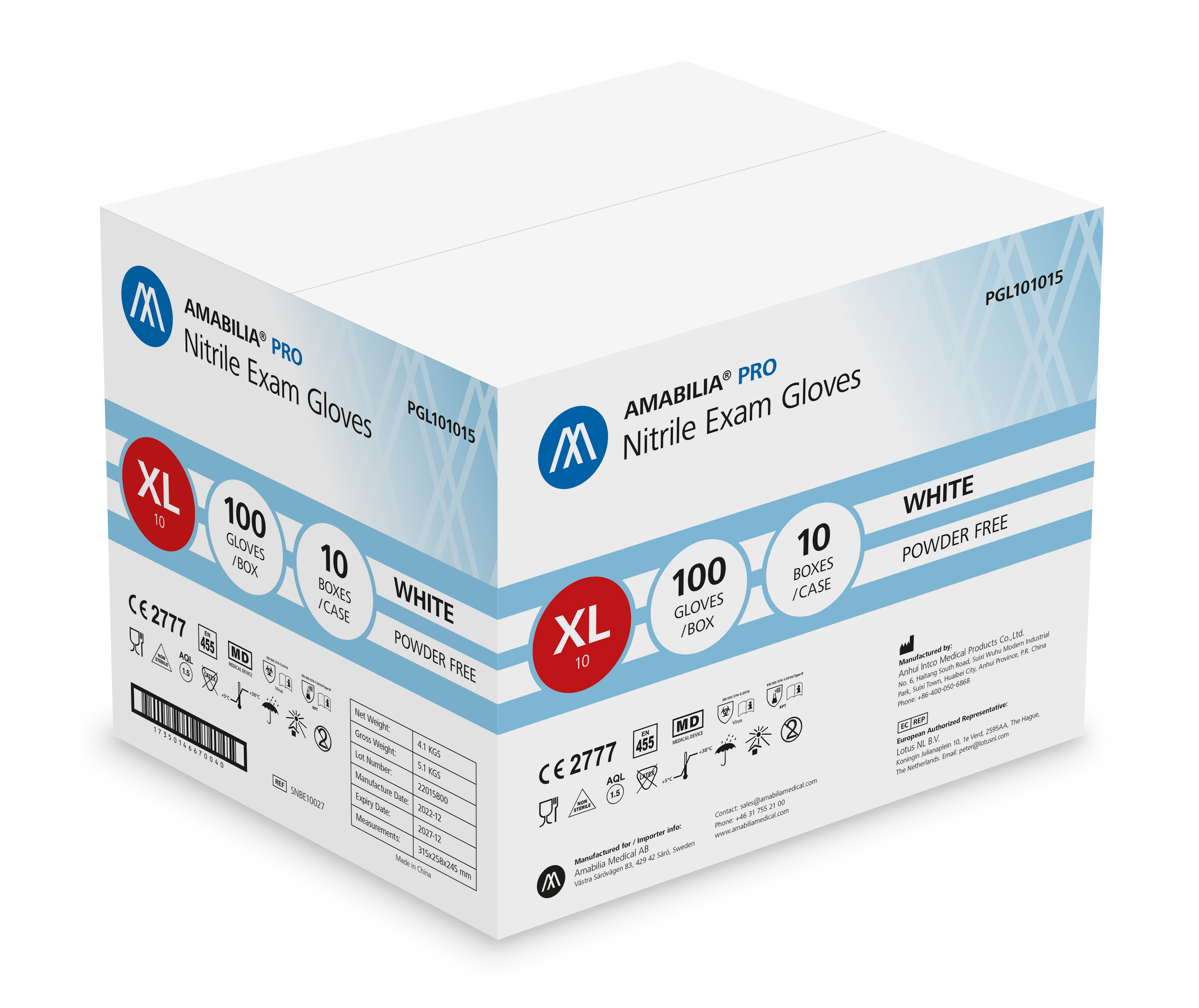 Examination glove nitrile XL White 10  x 100 pcs