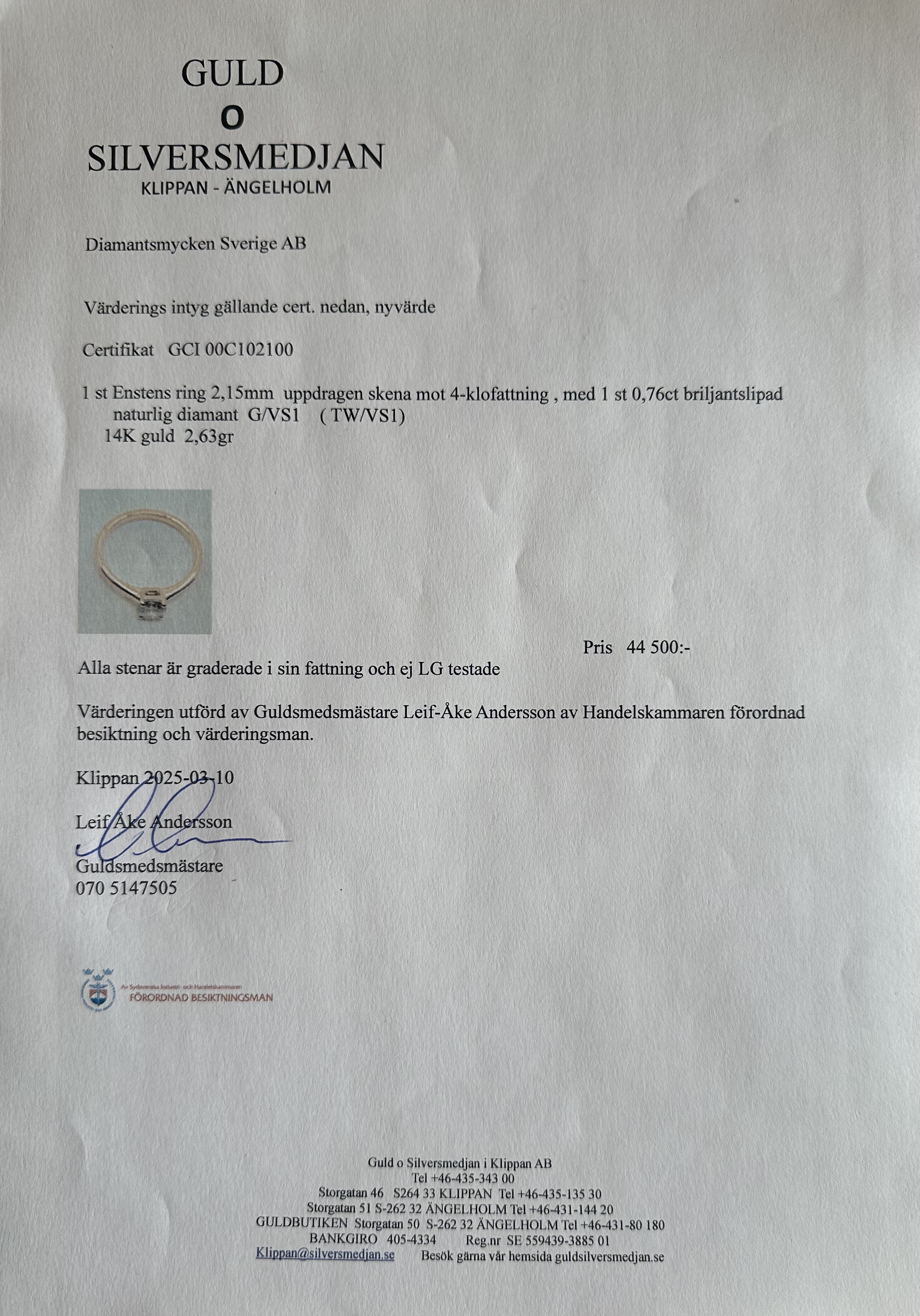 Diamantring 0.76ct - 6