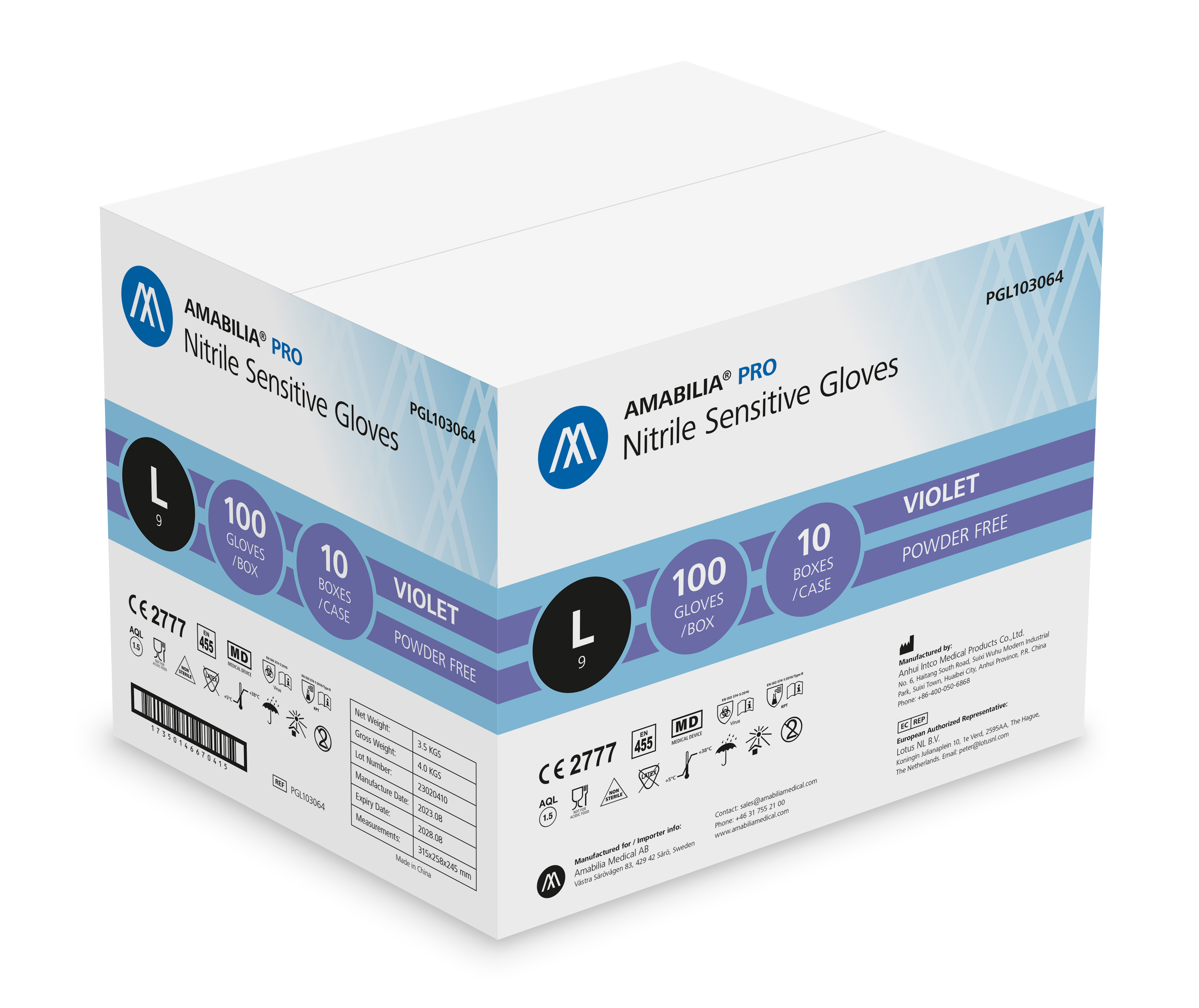 Examination glove sensitive nitrile L Purple 10 x 100 pcs