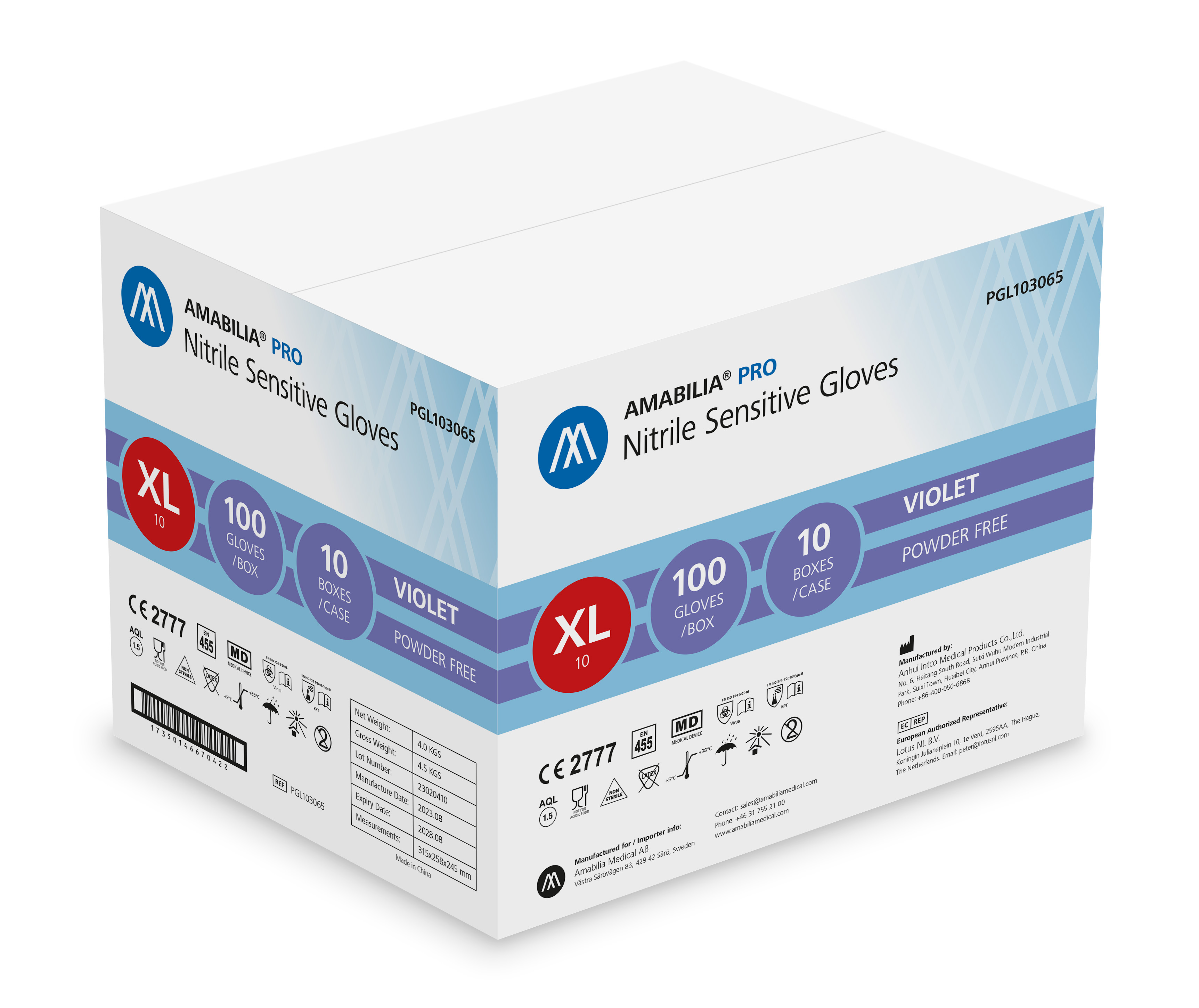 Examination glove sensitive nitrile XL Purple 10 x 100 pcs