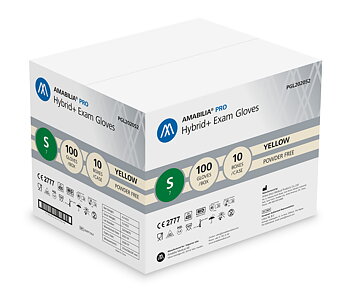 Disposable glove Hybrid+ S Yellow 10 x 100 pcs