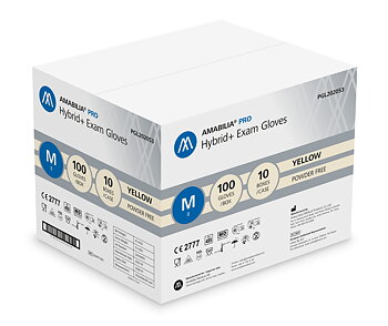 Disposable glove Hybrid+ M Yellow 10 x 100 pcs
