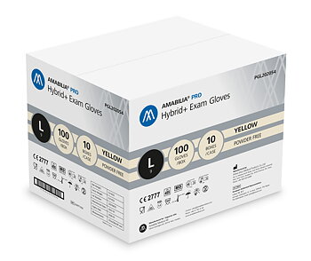 Disposable glove Hybrid+ L Yellow 10 x 100 pcs