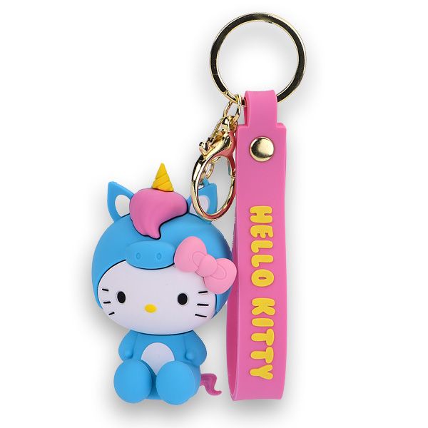 Hello Kitty 3D nyckelring med silikonband - Unicorn