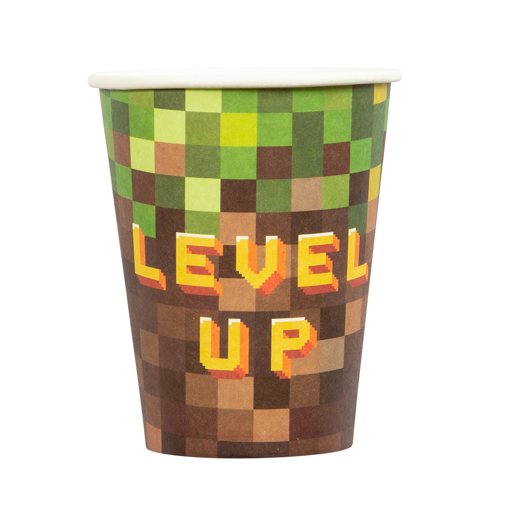 Paper Cups  Minecraft Pixel Level Up 8pcs