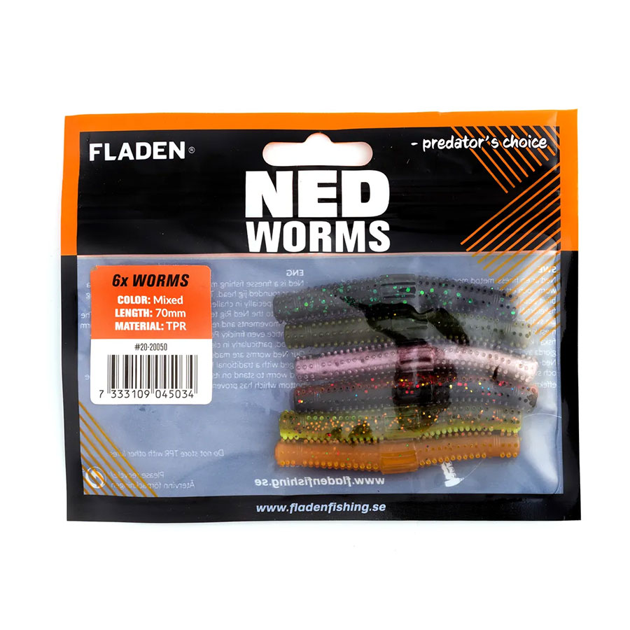FLADEN NED worm 6p 7cm assorted