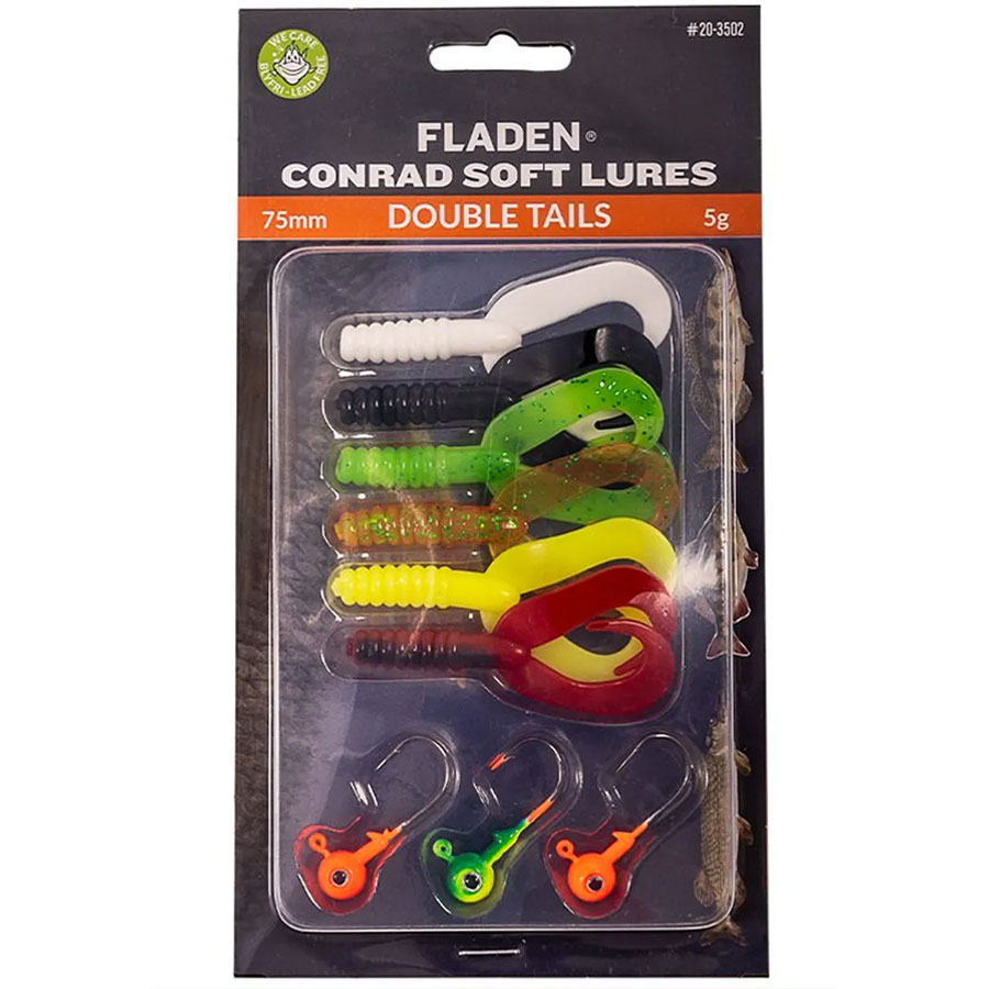 FLADEN Conrad Softlures 3x6 75mm double tail assorted colors