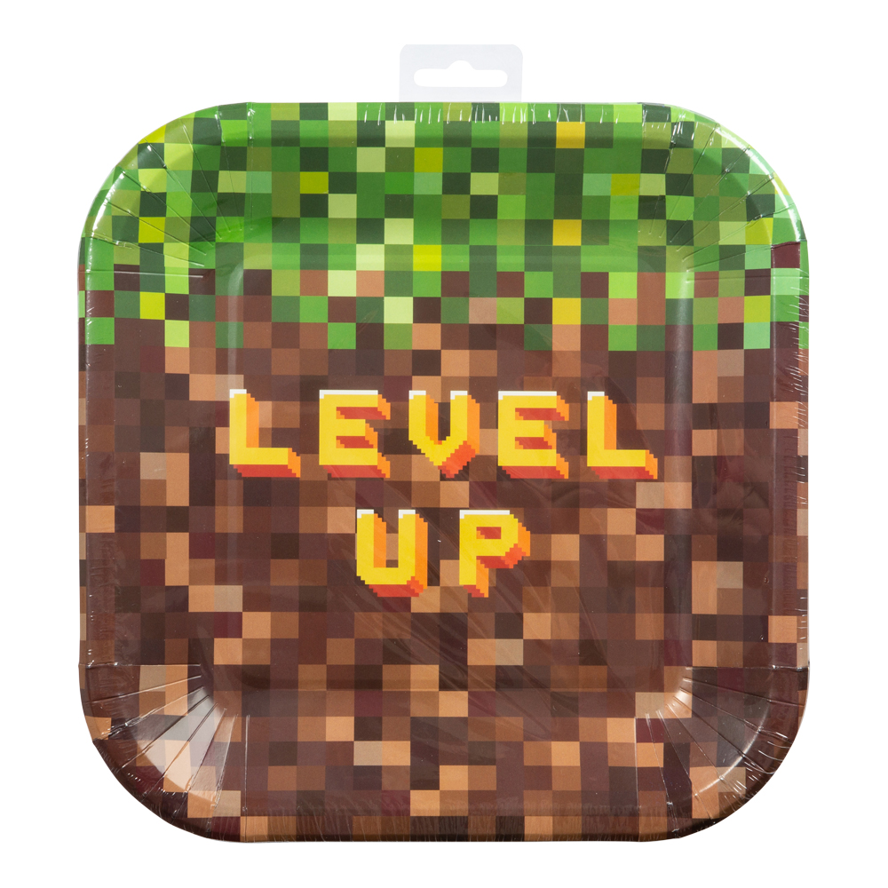 Paperilautaset Minecraft Pixel Level Up 23cm 8kpl