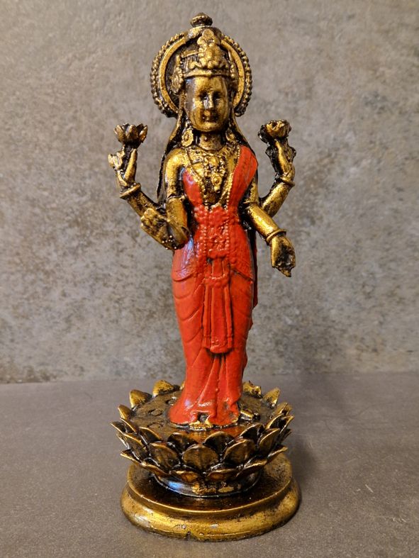  Lakshmi stående i Lotusblomma - Staty - 19 cm - 3