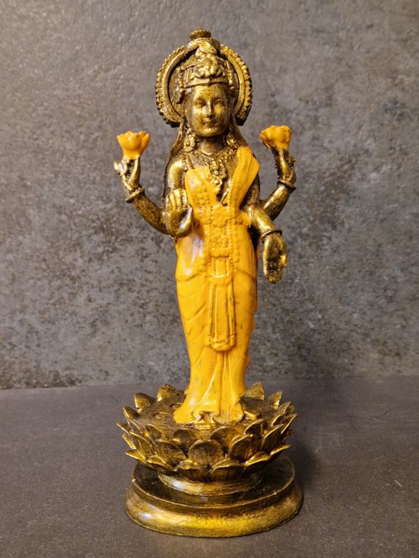 Lakshmi stående i Lotusblomma - Staty - 19 cm - 5