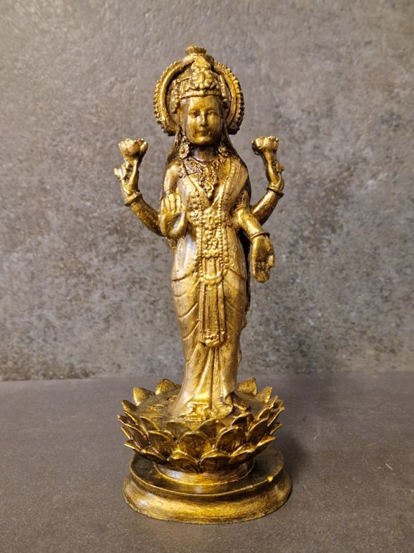  Lakshmi stående i Lotusblomma - Staty - 19 cm - 9