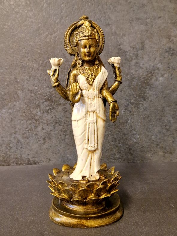  Lakshmi stående i Lotusblomma - Staty - 19 cm - 4