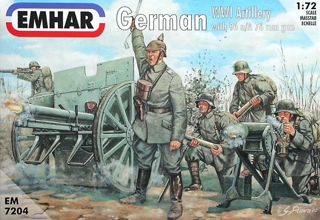 German artillery WWI figure & 77mm cannon 1/72