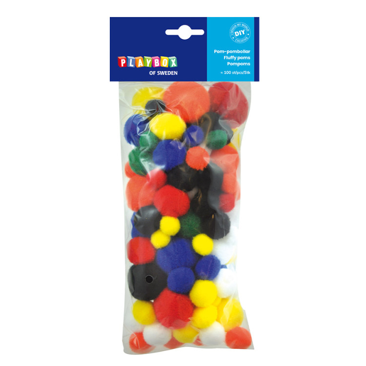 Pompom basfärger 100 st