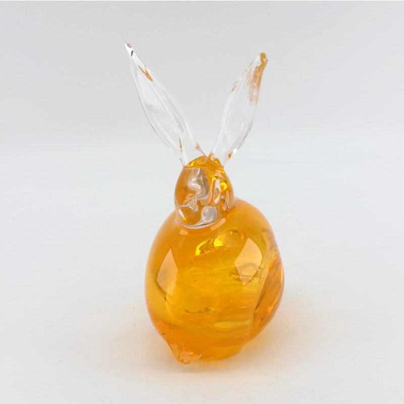 Conejo escultura de vidrio amarillo