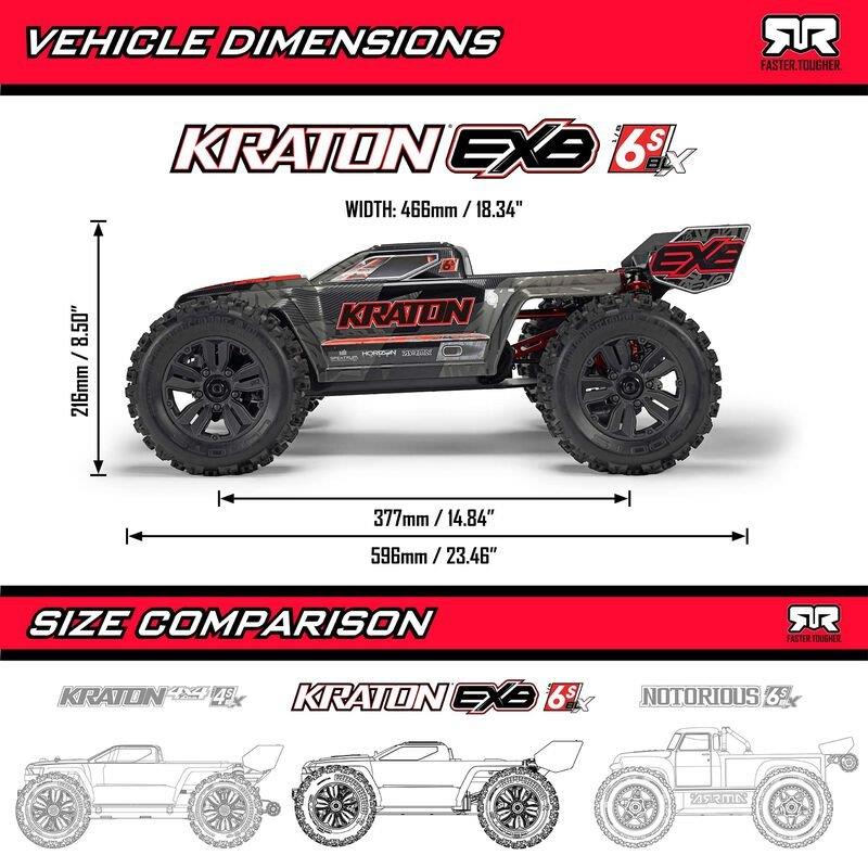ARRMA 1/8 KRATON 6S EXB 4X4 RTR Brushless Speed Truck, BLACK - 25
