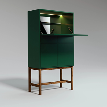 The Drinks Cabinet Forest Green, push open (no handles) 
