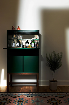 The Drinks Cabinet Forest Green, push open (no handles) 