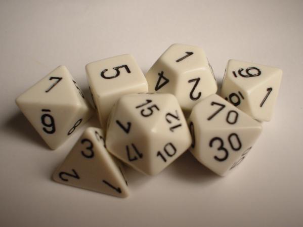 Chessex Opaque Polyhedral 7-Die Sets - White/Black - 2