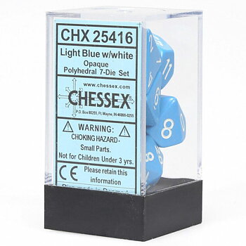 Chessex Opaque Polyhedral 7-Die Sets - Light Blue/White