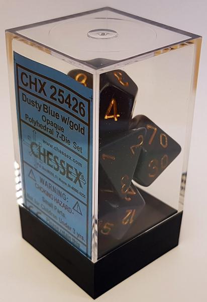 Chessex Opaque Polyhedral 7-Die Sets - Dusty Blue/Copper