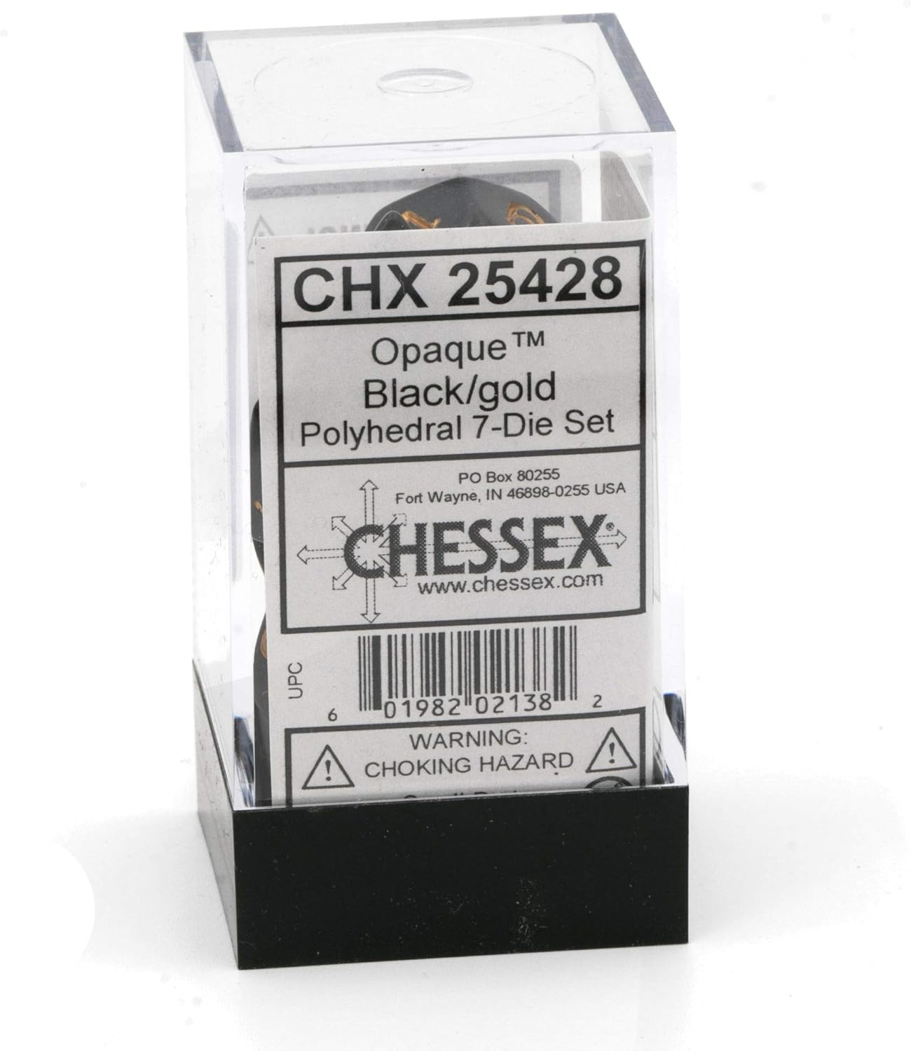 Chessex Opaque Polyhedral 7-Die Sets - Black/Gold