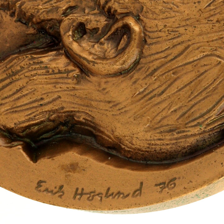エリック・ホグラン  ブロンズのメダル  王モチーフ  (4cm)  1976年 (Knut Eriksson)  [サンプル画像]
