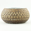 Mari Simmulson (Mexico 1960s) Brown Swelling Bowl with Relief Decor 18/9 cm (2)