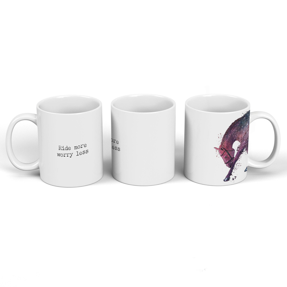Mugg Vivid Squid Hästmotiv Ride More Worry Less