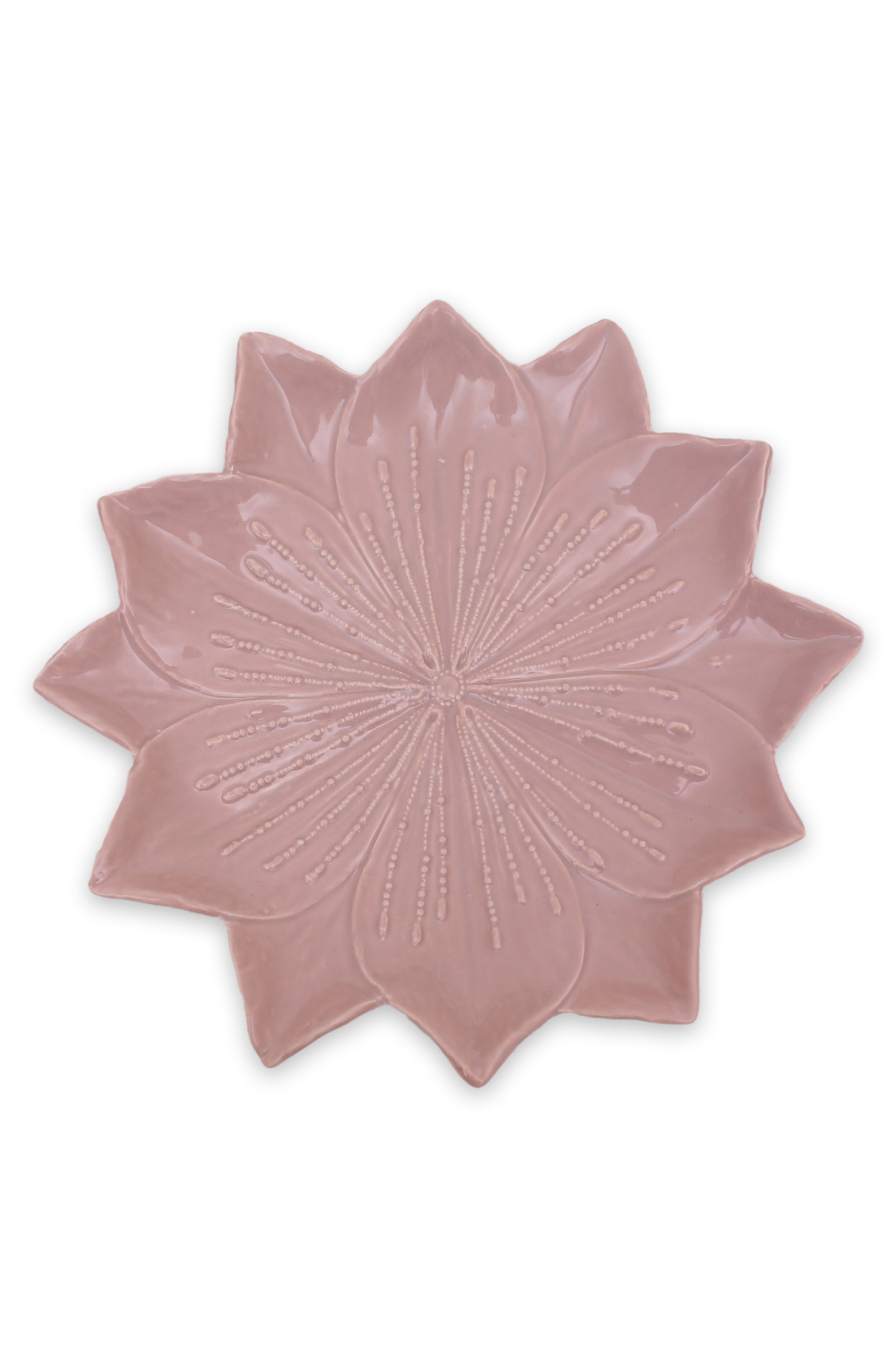 Platter - Side plate - Flower - Porcelain - Light pink - Ceramic - Large
